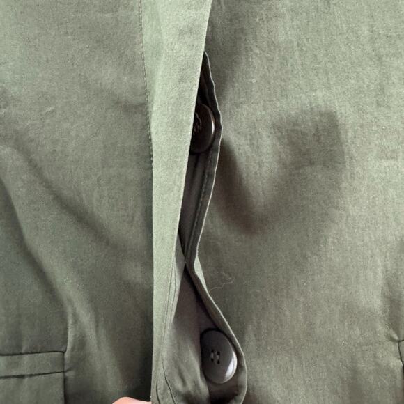 COS Jacket Womens 4 Green Cotton Button Front Coat Collared Long Sleeve Unlined - Picture 5 of 15